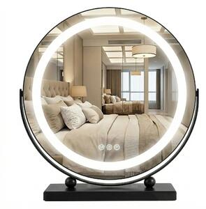 Rea Kosmetické zrcadlo ⌀40 cm s regulovatelným LED osvětlením HOM-12020 černé