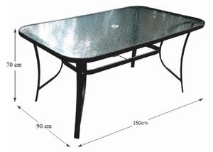 TEMPO Jídelní stůl, tvrzené sklo/ocel, 150x90 cm, PASTER