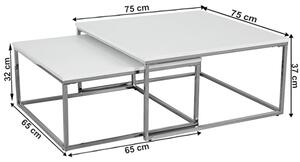 TEMPO Konferenční stolky, set 2 ks, chrom/bílá, ENISOL TYP 1