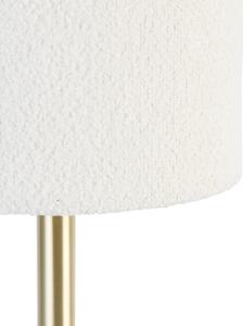 Klasická stolní lampa mosazná se stínítkem bílá 20 cm - Simplo