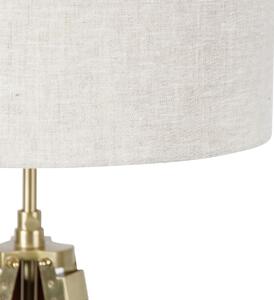 Stojací lampa mosazná se stínidlem světle šedá 50 cm stativ - Cortin