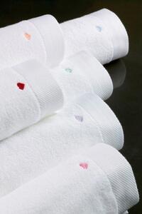 Malé ručníky MICRO LOVE 30x50 cm Bílá / modré srdíčka, 550 gr / m², Česaná prémiová bavlna 100% MICRO