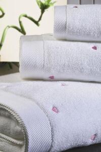 Malý ručník MICRO LOVE 32x50 cm Bílá / červené srdíčka, 550 gr / m², Česaná prémiová bavlna 100% MICRO