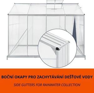 Polykarbonátový skleník 253 × 190 cm (4,75 m²) se základnou