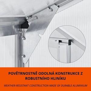 Polykarbonátový skleník 253 × 190 cm (4,75 m²) se základnou