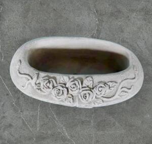 Betonová mísa oválná - reliéf - mrazuvzdorná,d.26cm