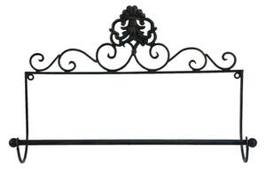 Černý antik nástěnný držák na kuchyňské role Monet ornament – 44x10x29 cm