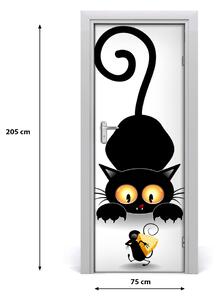 Samolepící fototapeta na dveře Kočka a myš 75x205 cm