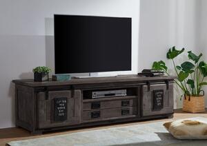 IRON TV stolek 180x55x50 cm, šedá lakovaná, mango