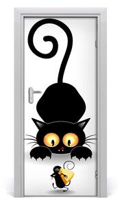 Samolepící fototapeta na dveře Kočka a myš 75x205 cm