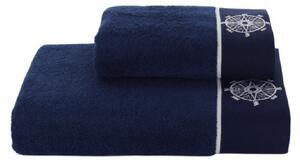 Sada Ručníků MARINE LADY 50x100 cm + 85x150 cm Tmavě modrá, 580 gr / m², Česaná prémiová bavlna 100%, námořnický vzor