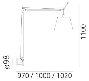 Artemide Designová nástěnná lampa Tolomeo Mega Wall, 1xE27, černá Materiál stínidla: Hedvábná saténová textilie, Průměr stínidla: 32 cm