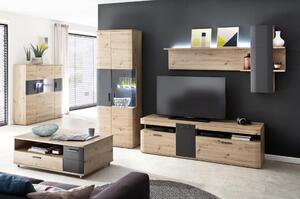 OBÝVACÍ STĚNA, antracitová, čiré, barvy dubu Livetastic - Kompletní obývací stěny, Online Only