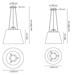 Artemide Designové závěsné svítidlo Tolomeo Mega, 1xE27, černé Materiál stínidla: Pergamenový papír, Průměr stínidla: 42 cm