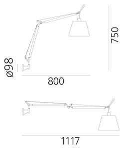 Artemide Designová nástěnná lampa Tolomeo Basculante, 1xE27 Materiál stínidla: Pergamenový papír