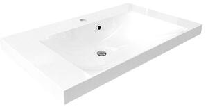 Mereo, Aira, koupelnová skříňka s umyvadlem z litého mramoru 101 cm, bílá, dub, šedá, CN742M