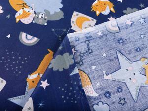 Dětská bavlněná látka/plátno Sandra SA-281 Lišky na večerní obloze - šířka 160 cm