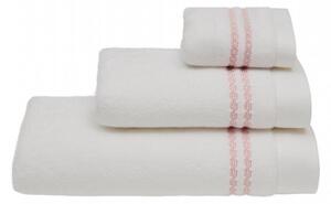 Osuška CHAINE 75X150 cm Bílá / růžová výšivka, 550 gr / m², Česaná prémiová bavlna 100% MICRO