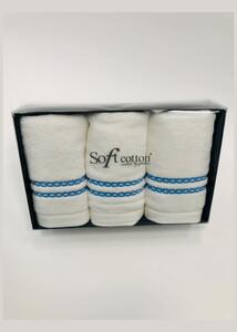 3x malý ručník CHAINE 30x50 cm. Malý froté ručník MICRO COTTON 32x50 cm z micro bavlny je zárukou nejvyšší kvality. Vlákna mají vyšší absorpci a udržují barevnou stálost. Bílá / modrá výšivka