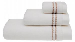 Malý ručník CHAINE 30x50 cm Bílá / béžová výšivka, 550 gr / m², Česaná prémiová bavlna 100% MICRO