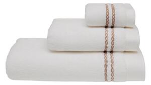 Dárková sada ručníků a osušek CHAINE. Ručníky a osušky s antibakteriální ochranou jsou vyrobeny z česané 100% MICRO bavlny o gramáži 550 g/m2. Bílá / béžová výšivka
