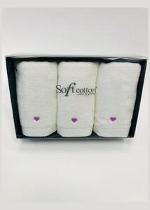 Malé ručníky MICRO LOVE 30x50 cm Bílá / lila srdíčka, 550 gr / m², Česaná prémiová bavlna 100% MICRO