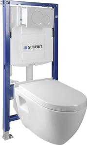 Závěsné WC Nera s podomítkovou nádržkou do sádrokartonu a tlačítkem Geberit, bílá WC-SADA-16