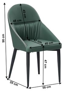 TEMPO Jídelní židle, ekokůže zelená / kov, KALINA