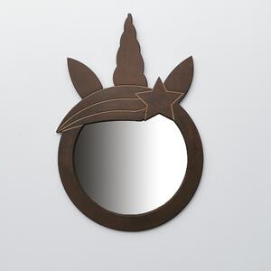 Damzaan Hnědé dřevěné nástěnné zrcadlo Unicorn