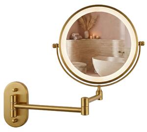 Rea Kosmetické zrcadlo ⌀20 cm s regulovatelným LED osvětlením HOM-70001 Gold Old - kartáčovaná zlatá