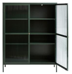 Zelená kovová vitrína Unique Furniture Bronco, výška 140 cm