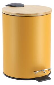 Odpadkový koš Timeless, hořčicová/s dřevěnými prvky, 2,5L