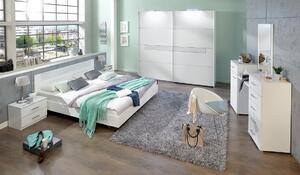 Manželská postel 180x200 cm v alpské bílé barvě s dekorativním sklem typ 293 KN809