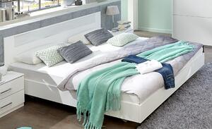 Manželská postel 180x200 cm v alpské bílé barvě s dekorativním sklem typ 293 KN809
