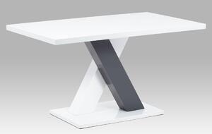 Jídelní stůl 140x80 v kombinaci bílý a šedý lesk AT-4005 WT