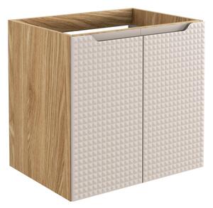 COMAD Závěsná skříňka s umyvadlem - LUXOR 82-60-2D beige, šířka 60 cm, béžová/olejovaný dub