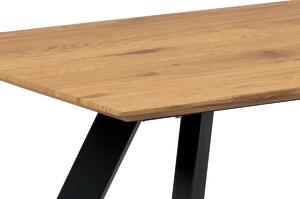 Jídelní stůl HT-712 OAK 160x90 cm, divoký dub, kov černý mat
