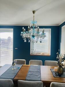 8-ramenný modrý křišťálový lustr dekorovaný zářivým PK500 brusem