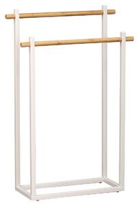 Stojan na ručníky White Bamboo 1, bílá/s dřevěnými prvky