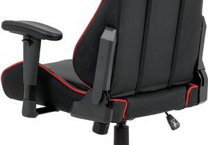 Kancelářská židle s polohovacím mechanismem černá ekokůže s červenými doplňky KA-F03 RED