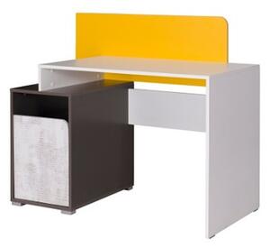 Vikio Laminovaný psací stůl v kombinaci bílé a žluté barvy F1047