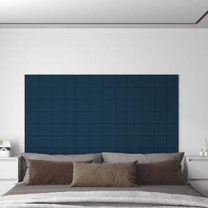 Nástěnné panely 12 ks modré 60 x 15 cm samet 1,08 m²