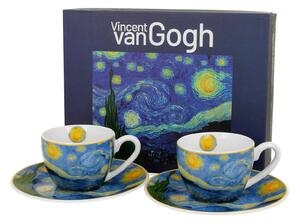 Porcelánový šálek s podšálkem Van Gogh Starry Night 90 ml sada 2ks