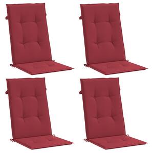 Podušky na židli vysoké opěradlo 4 ks vínové 120x50x3 cm textil