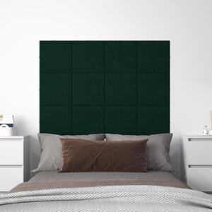 Nástěnné panely 12 ks tmavě zelené 30 x 30 cm samet 1,08 m²