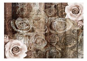 Fototapeta - Staré dřevo a růže + zdarma lepidlo - 200x140