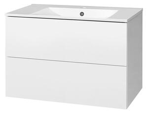 Mereo Aira, koupelnová skříňka s keramickým umyvadlem 81 cm, bílá, dub, šedá Aira, koupelnová skříňka s keramickym umyvadlem 81 cm, bílá Varianta: Ai…