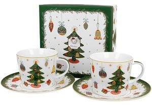 Porcelánový šálek s podšálkem Christmas Tree 250 ml sada 2ks