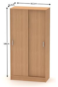 Dvoudveřová skříň s posuvnými dveřmi v dekoru buk policová věšáková TK3201 TYP4