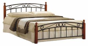 Manželská postel, dřevo třešeň/černý kov, 180x200, DOLORES